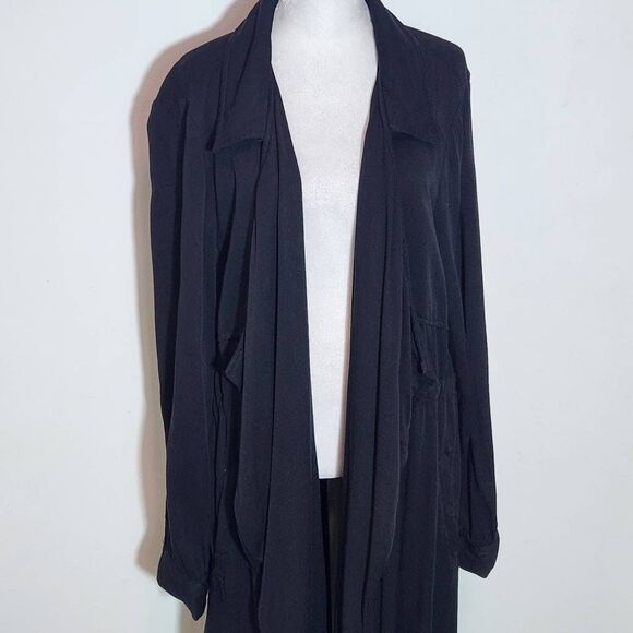 Stoosh Black Open-Front Long Jacket Size XL Stoosh Long Black Jacket - Picture 3 of 8